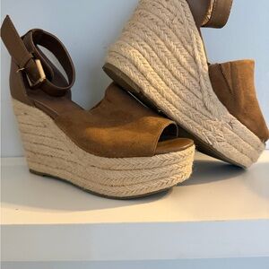 Indigo Brown Espadrille Wedges